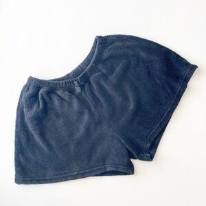 Black terry cloth lounge shorts